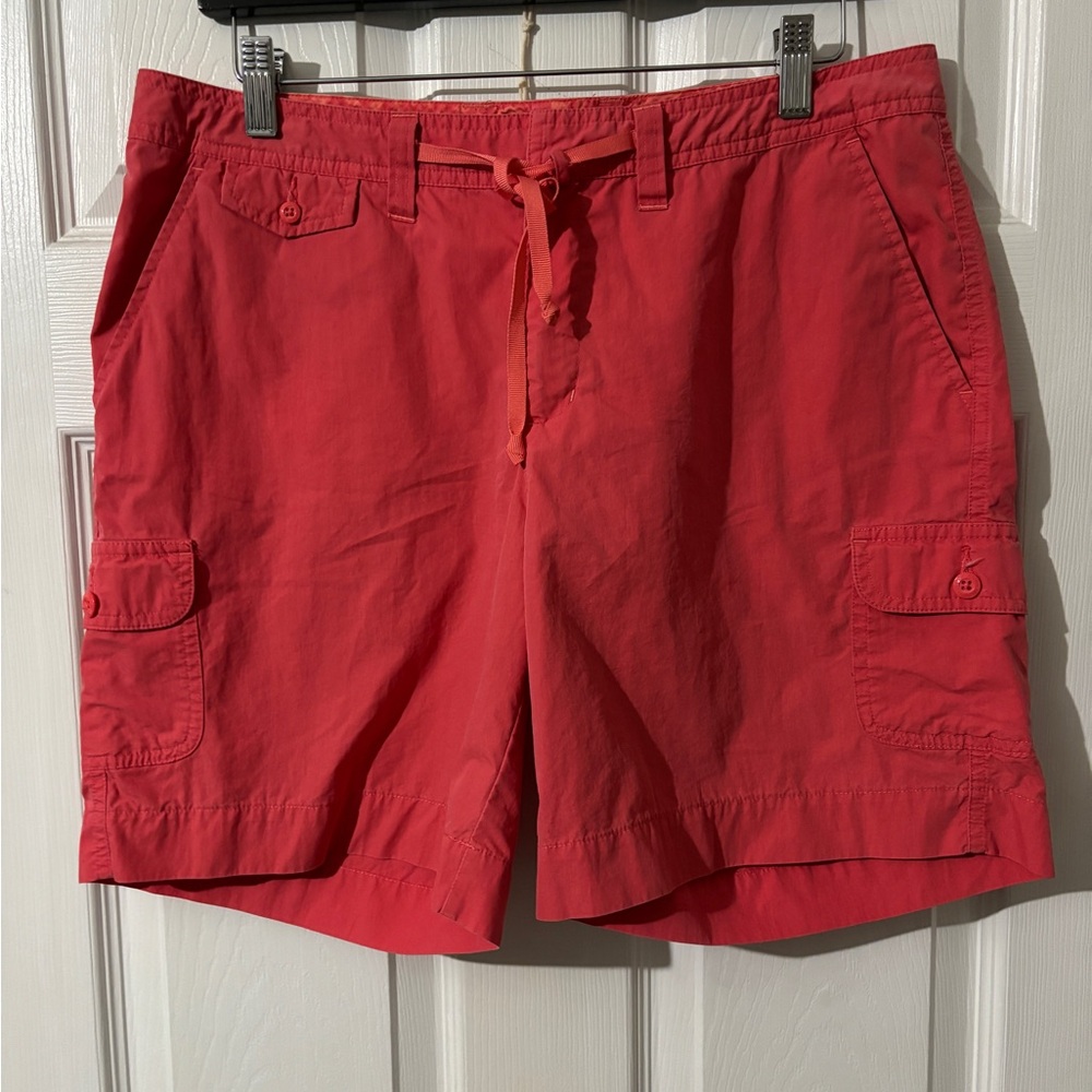 Eddie Bauer 12R Coral Pink Orange Cotton Nylon Drawstring Cargo Shorts